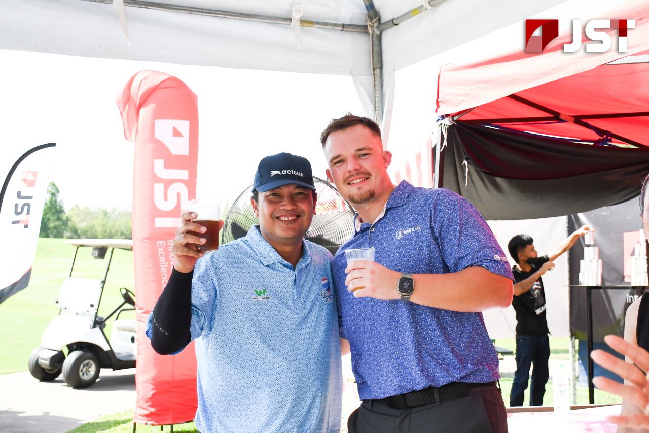 Catching up at the JST tent.
