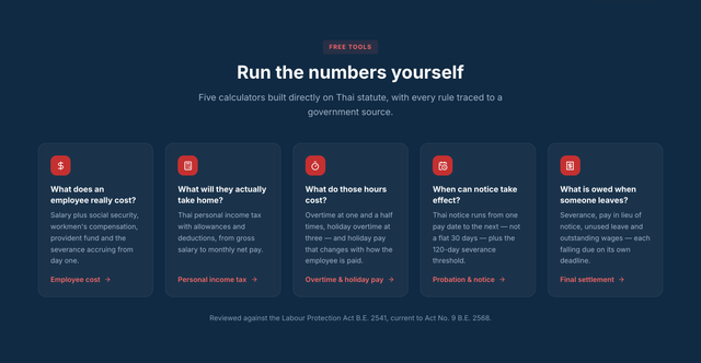 Thailand HR Calculators: Tax, Severance, Notice and Overtime